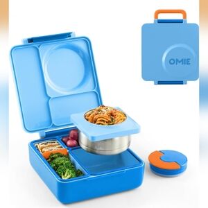 OmieBox Insulated Bento Lunch Box & Leak Proof Vacuum Food Jar Sky Blue